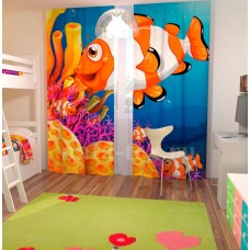 Фотошторы для детской комнаты с эффектом объемного рисунка 3D Немо 155*270см